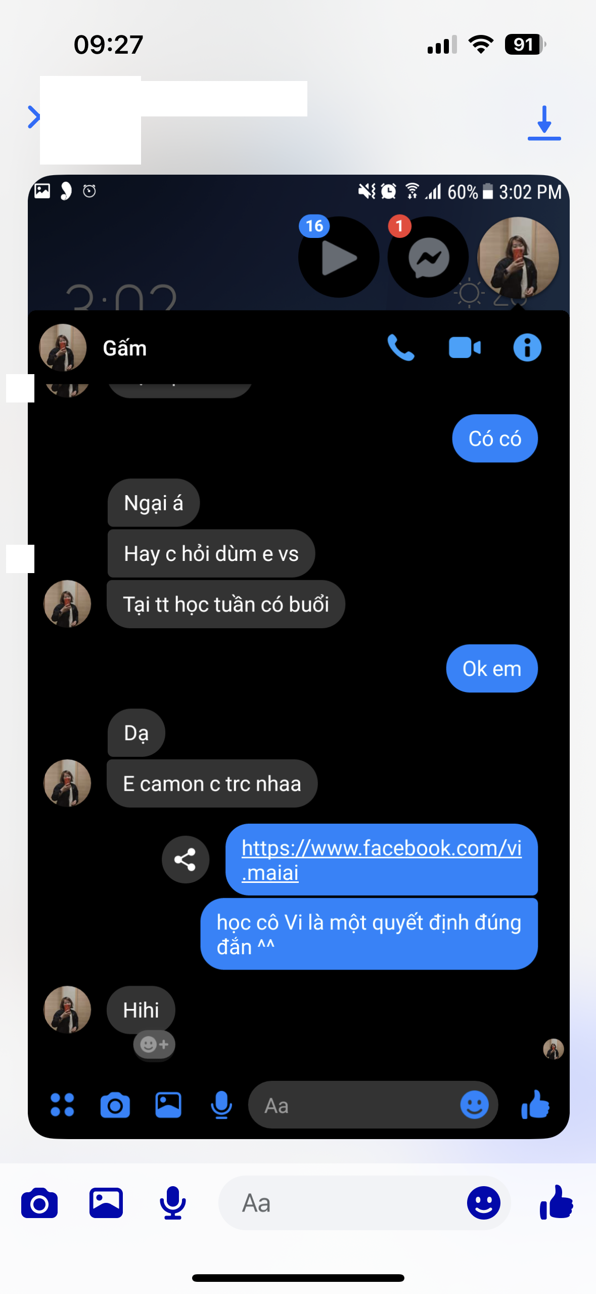 Gấm, học cô Ái Vi là quyết định đúng