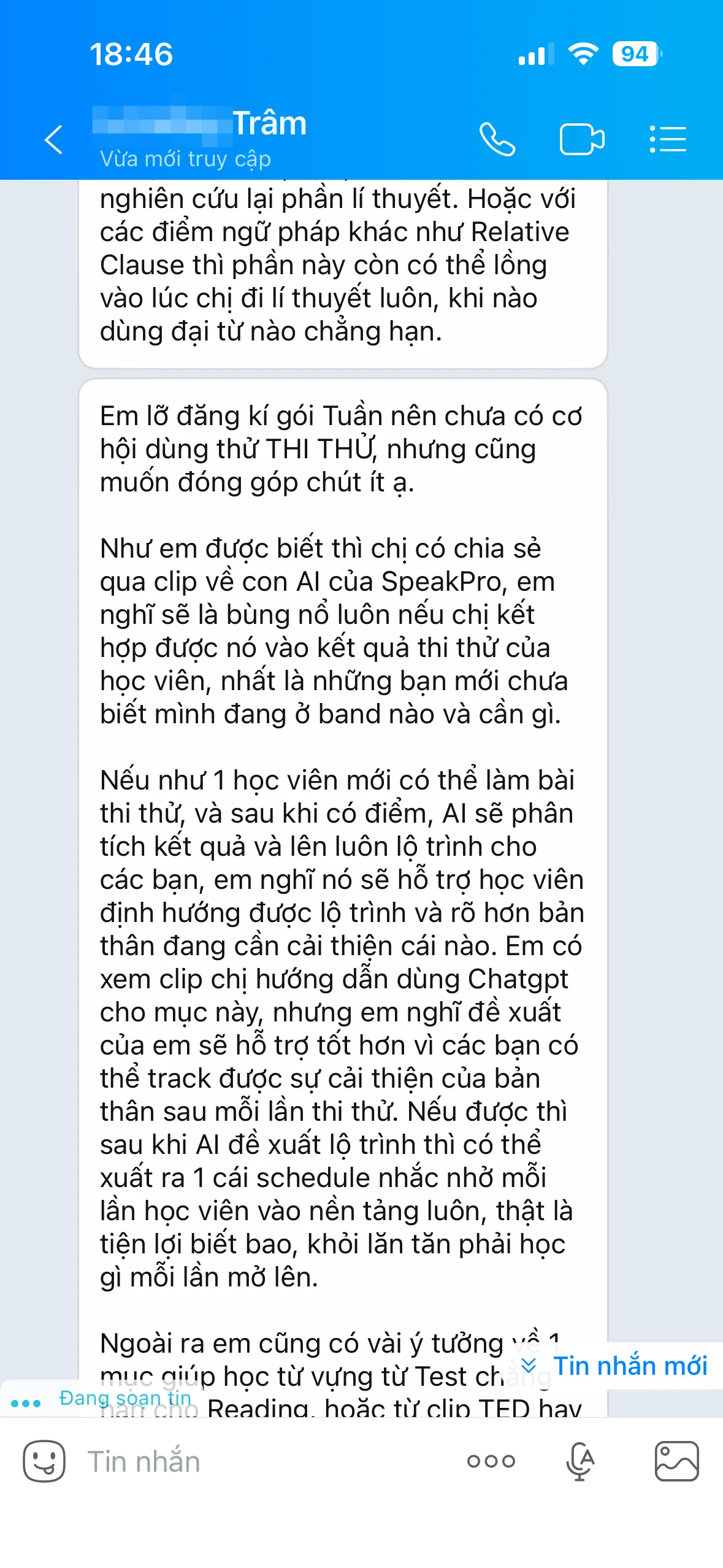 Trâm góp ý thêm bài luyện tập tương tác sau thi thử